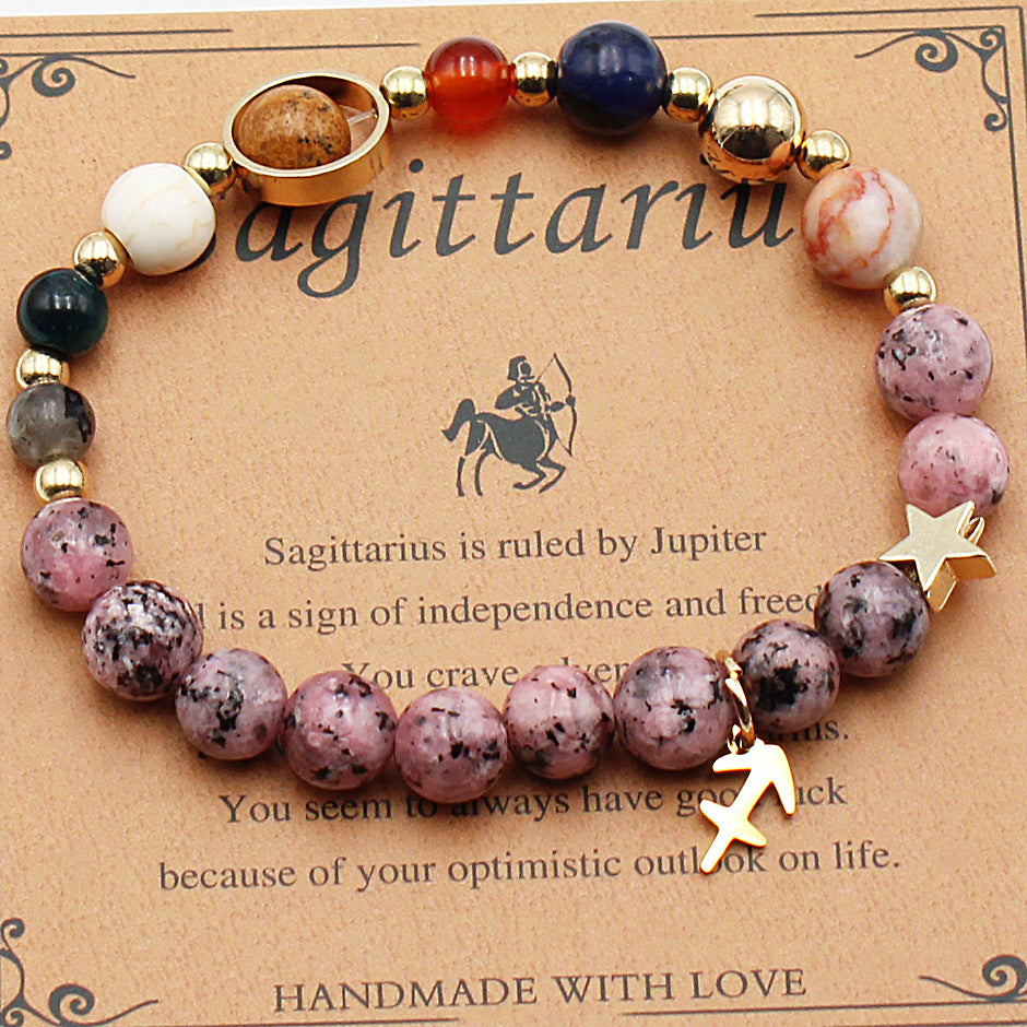 CELESTIAL HARMONY: 8-PLANET 12 CONSTELLATION BRACELET BY RAMODO JEWELRY – NATURAL STONE HEMP STONE, 19MM ZODIAC-INSPIRED ACCESSORY